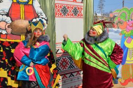 Праздничные народные гуляния, посвященные масленице – проводам зимы в парке "Мир" п. Тайжина
