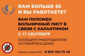 На территории Кузбасса с 01.10.2020 по 14.10.2020 для граждан в возрасте 65 лет и старше введен режим изоляции в домашних условиях