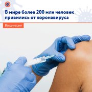 Более 200 млн человек во всём мире привились от коронавируса