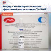«ЭпиВакКорона» признана эффективной от всех штаммов COVID-19