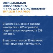 Официальная информация о ЧП на шахте "Листвяжная"